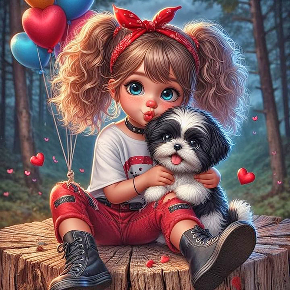 Diamond Painting - Full Round - Cute big-eyed girl (40*40CM)