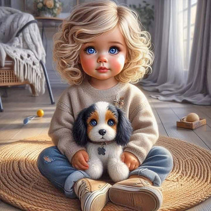 Diamond Painting - Full Round - Cute big-eyed girl (40*40CM)