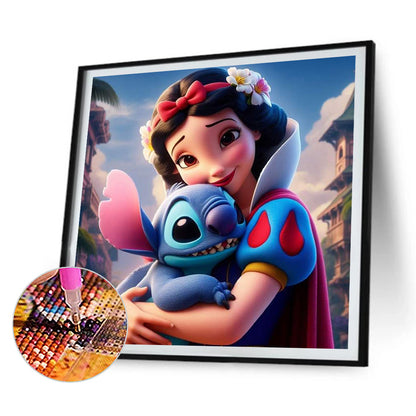 4pcs Round Diamond Painting Set - Stitch And Disney Princesses (30*30CM)