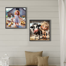 Load image into Gallery viewer, 2pcs Round Diamond Painting Set - Farm children (30*30CM)
