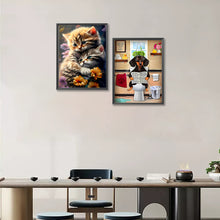 Load image into Gallery viewer, 2pcs Round Diamond Painting Set - Cat and puppy (30*40CM)
