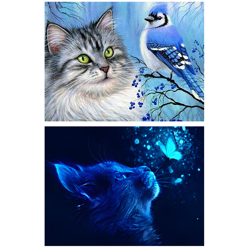 2pcs Round Diamond Painting Set - Cat (40*30CM)
