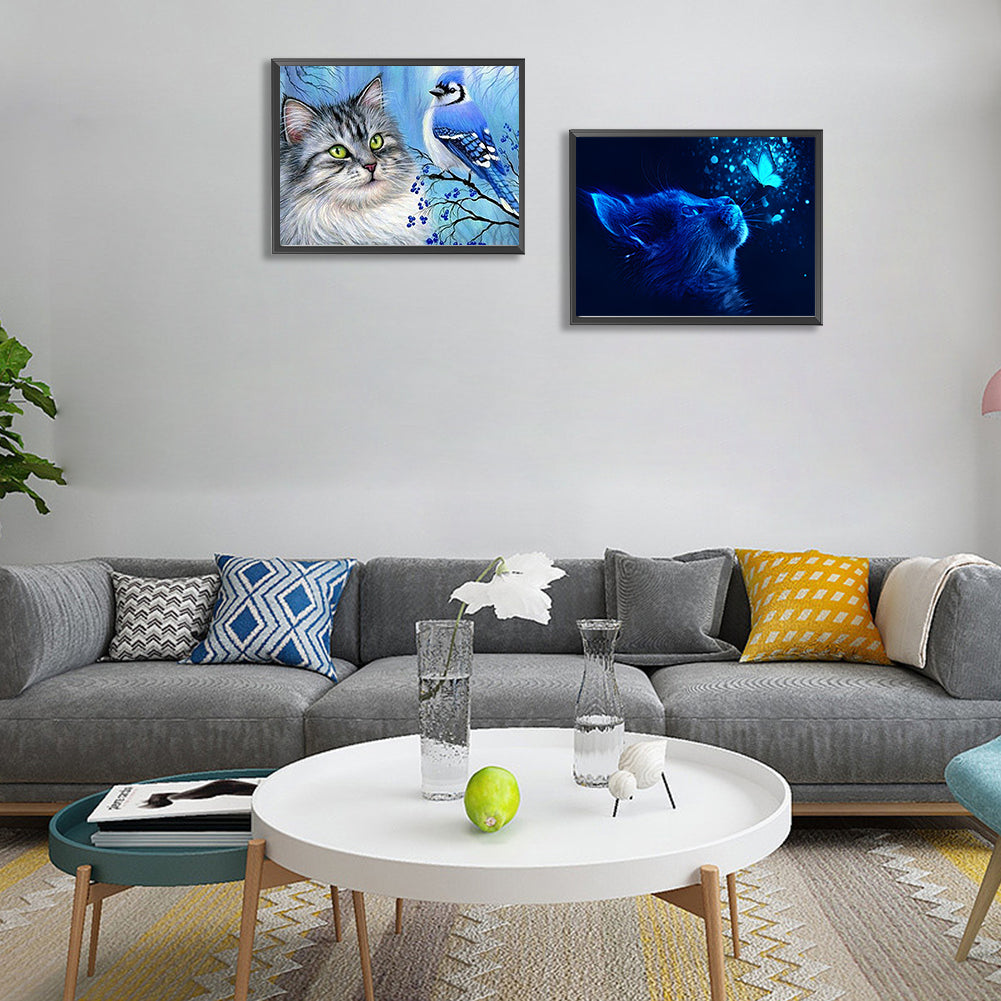 2pcs Round Diamond Painting Set - Cat (40*30CM)