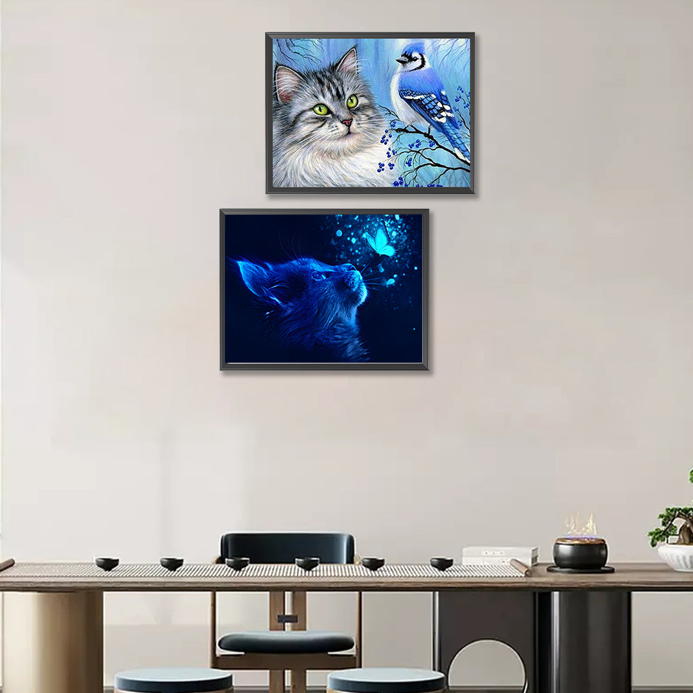 2pcs Round Diamond Painting Set - Cat (40*30CM)