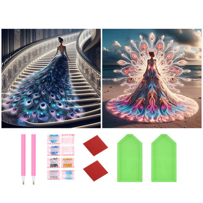 2pcs Round Diamond Painting Set - Skirt girl (40*40CM)