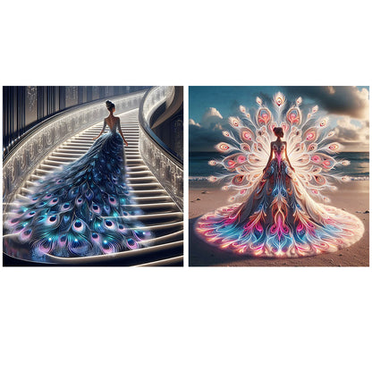 2pcs Round Diamond Painting Set - Skirt girl (40*40CM)