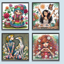 Load image into Gallery viewer, 4pcs Partial Special Diamond Painting Set - Girl (30*30CM)
