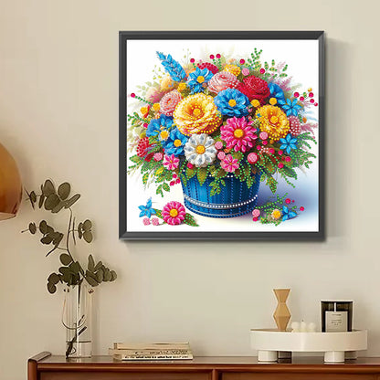 Diamond Painting - Partial Special Shaped - Colorful Flowers In A Basket (30*30CM)