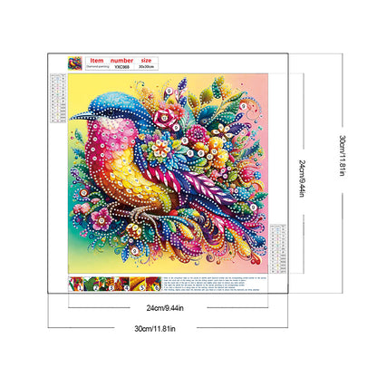 Diamond Painting - Partial Special Shaped - Colorful Birds And Flowers (30*30CM)