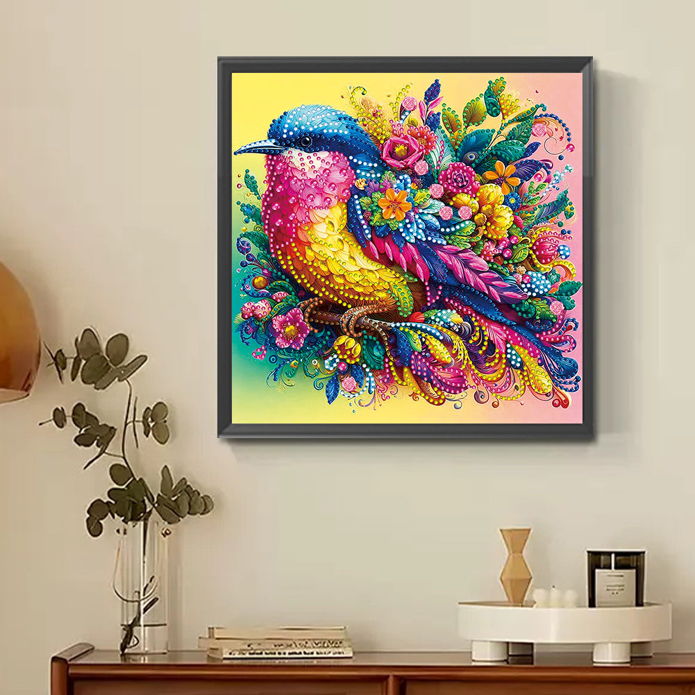 Diamond Painting - Partial Special Shaped - Colorful Birds And Flowers (30*30CM)