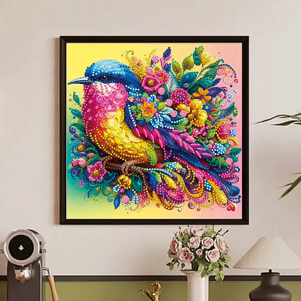 Diamond Painting - Partial Special Shaped - Colorful Birds And Flowers (30*30CM)