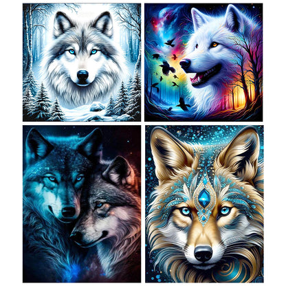 4pcs Round Diamond Painting Set - Wolf Series (30*40CM)
