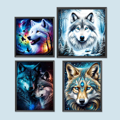 4pcs Round Diamond Painting Set - Wolf Series (30*40CM)