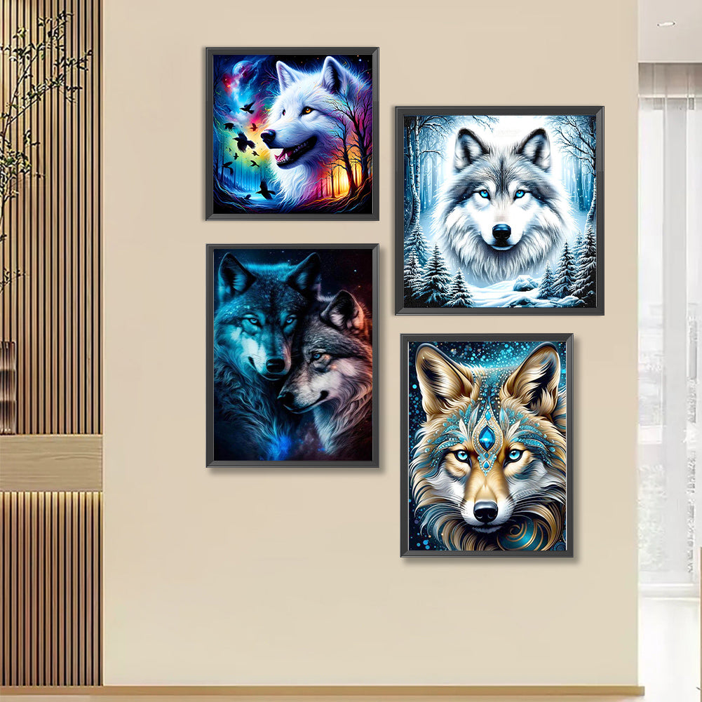 4pcs Round Diamond Painting Set - Wolf Series (30*40CM)