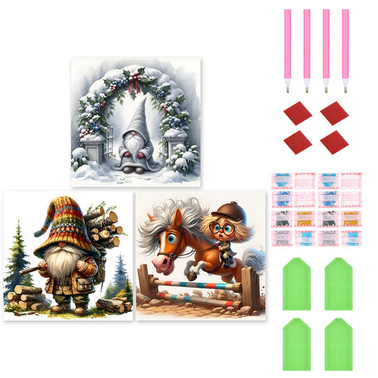 3pcs Round Diamond Painting Set - Cartoon Series (30*30CM)