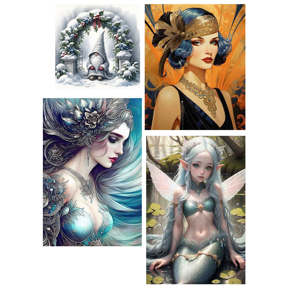 4pcs Round Diamond Painting Set - Girl Series (40*60CM)