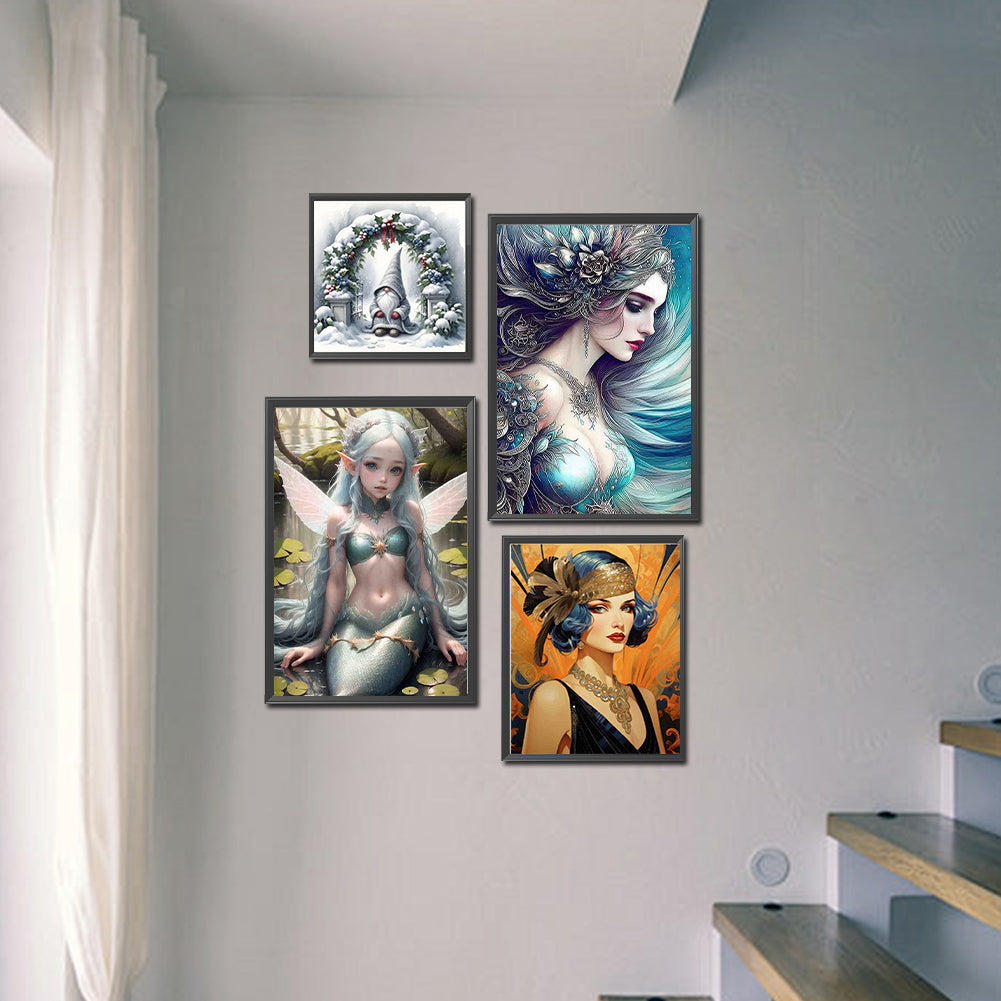 4pcs Round Diamond Painting Set - Girl Series (40*60CM)