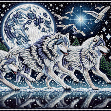 Load image into Gallery viewer, Diamond Painting - Partial Special Shaped - Moonlight wolf pack (30*30CM)
