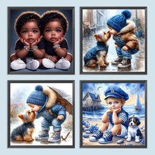 Load image into Gallery viewer, 4pcs Round Diamond Painting Set - boy (40*40CM)
