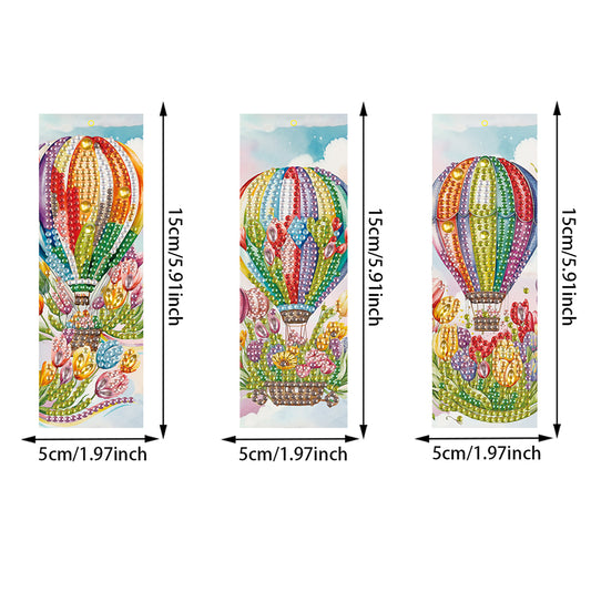 3Pcs Special Shape Hot Air Balloon 5D DIY Diamond Painting Bookmark