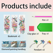 Load image into Gallery viewer, 3Pcs Special Shape Bird Flower 5D DIY Diamond Painting Bookmark with Pendants
