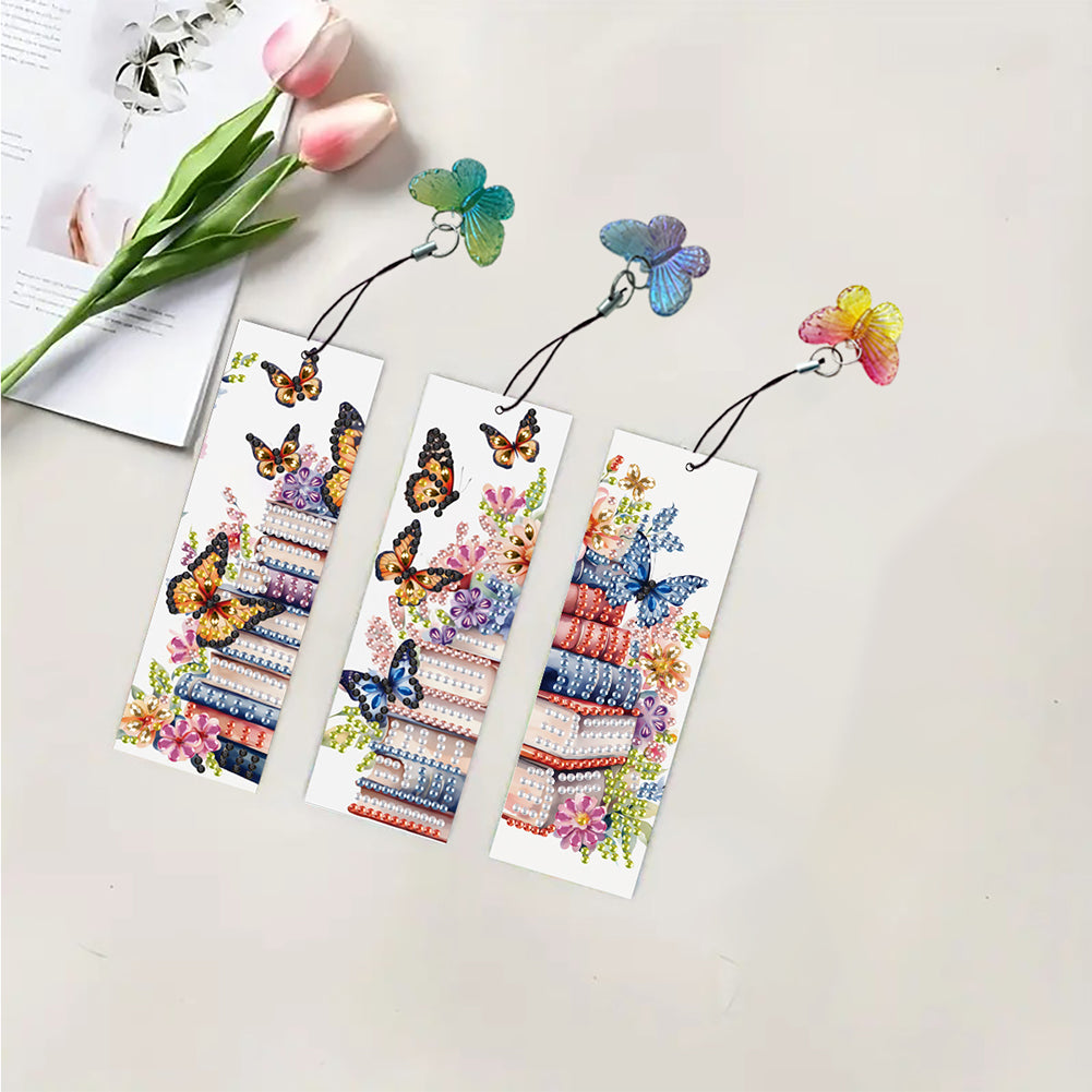 3Pcs Special Shape Book Butterfly 5D DIY Diamond Painting Bookmark