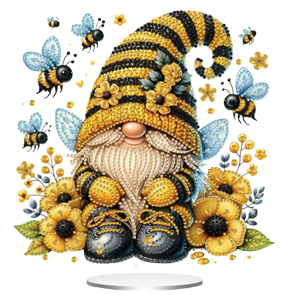 Acrylic Special Shape Bee Gnome 5D DIY Diamond Painting Desktop Ornaments