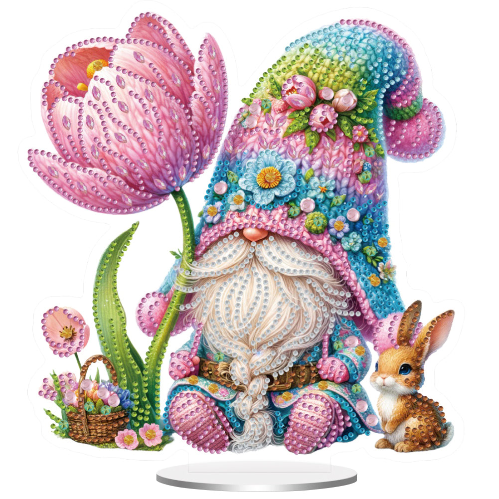 Acrylic Special Shape Tulip Gnome 5D DIY Diamond Painting Desktop Ornaments