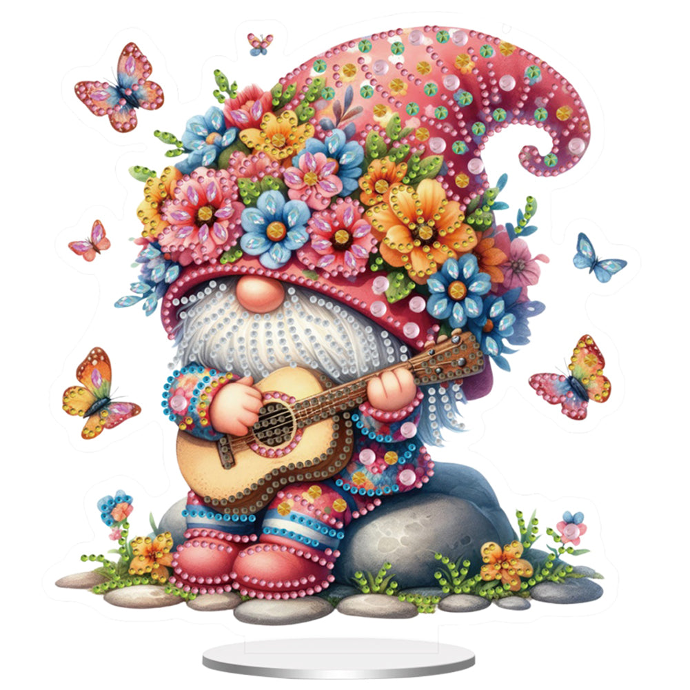 Acrylic Special Shape Guitar Gnome 5D DIY Diamond Painting Desktop Ornaments