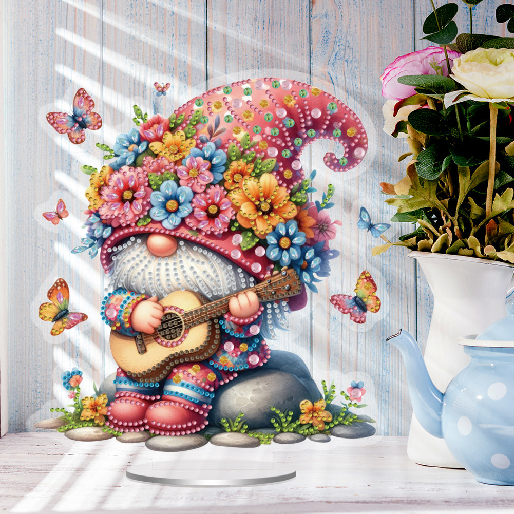 Acrylic Special Shape Guitar Gnome 5D DIY Diamond Painting Desktop Ornaments