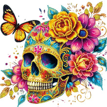 Load image into Gallery viewer, Diamond Painting - Partial Special Shaped - flower butterfly skull (30*30CM)
