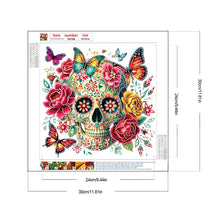 Load image into Gallery viewer, Diamond Painting - Partial Special Shaped - flower butterfly skull (30*30CM)
