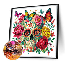 Load image into Gallery viewer, Diamond Painting - Partial Special Shaped - flower butterfly skull (30*30CM)

