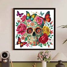 Load image into Gallery viewer, Diamond Painting - Partial Special Shaped - flower butterfly skull (30*30CM)
