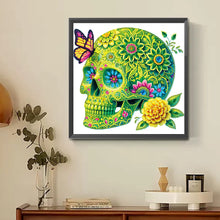 Load image into Gallery viewer, Diamond Painting - Partial Special Shaped - flower butterfly skull (30*30CM)
