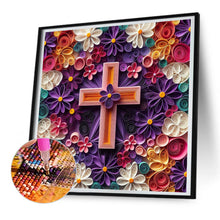 Load image into Gallery viewer, Diamond Painting - Full Round - Paper flower cross (30*30CM)
