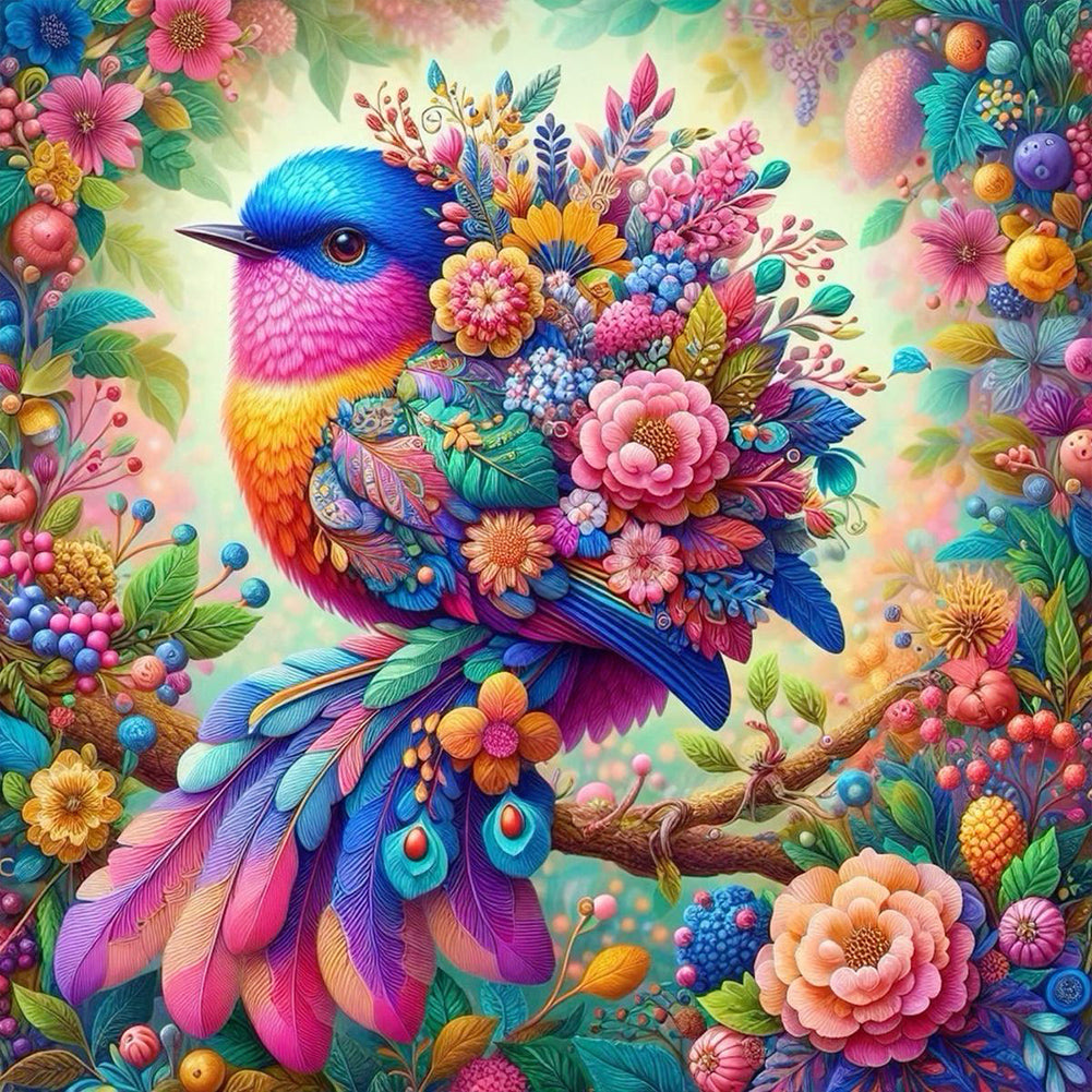 Diamond Painting - Full Round - Bouquet bird (40*40CM)