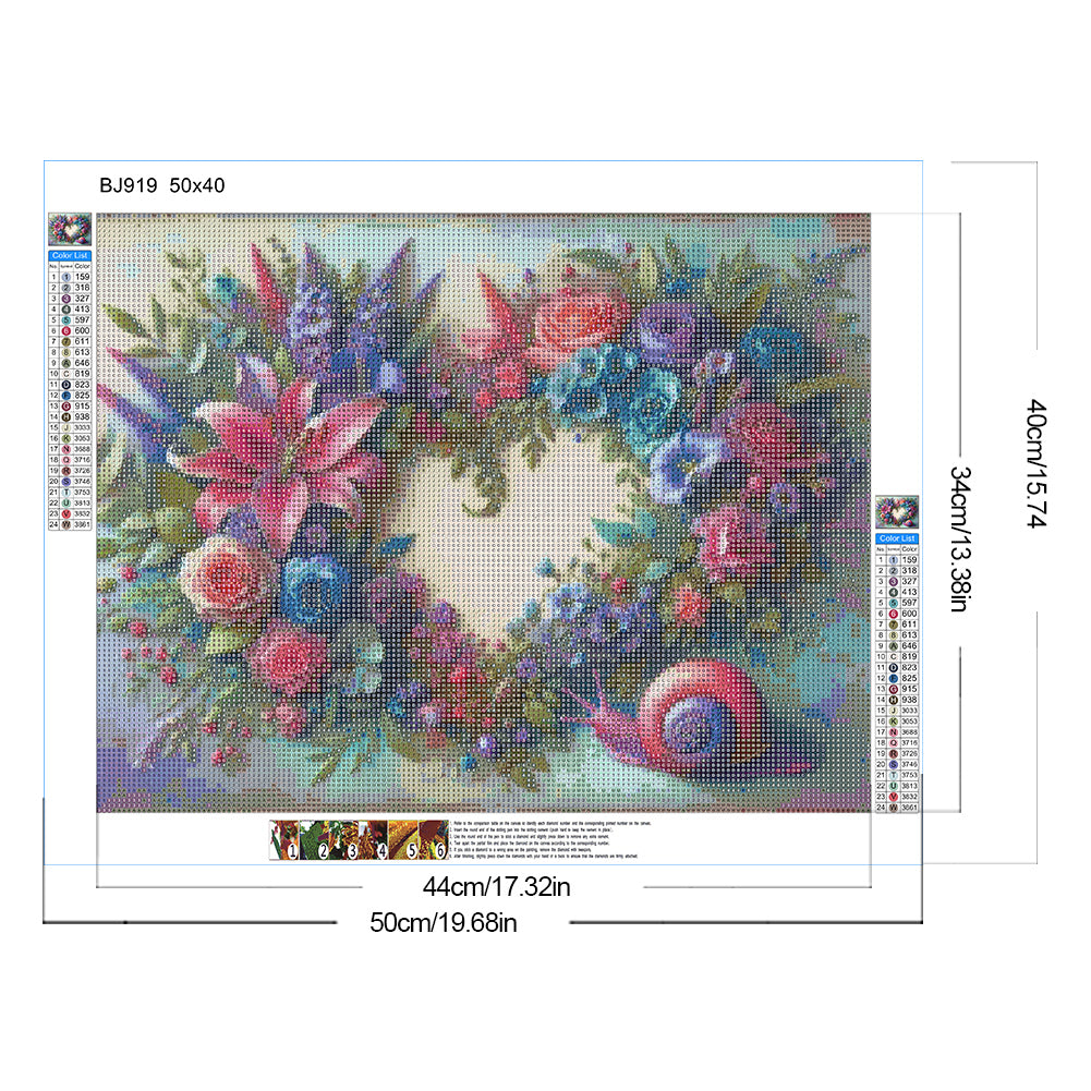 Diamond Painting - Full Round - Love wreath snail (50*40CM)