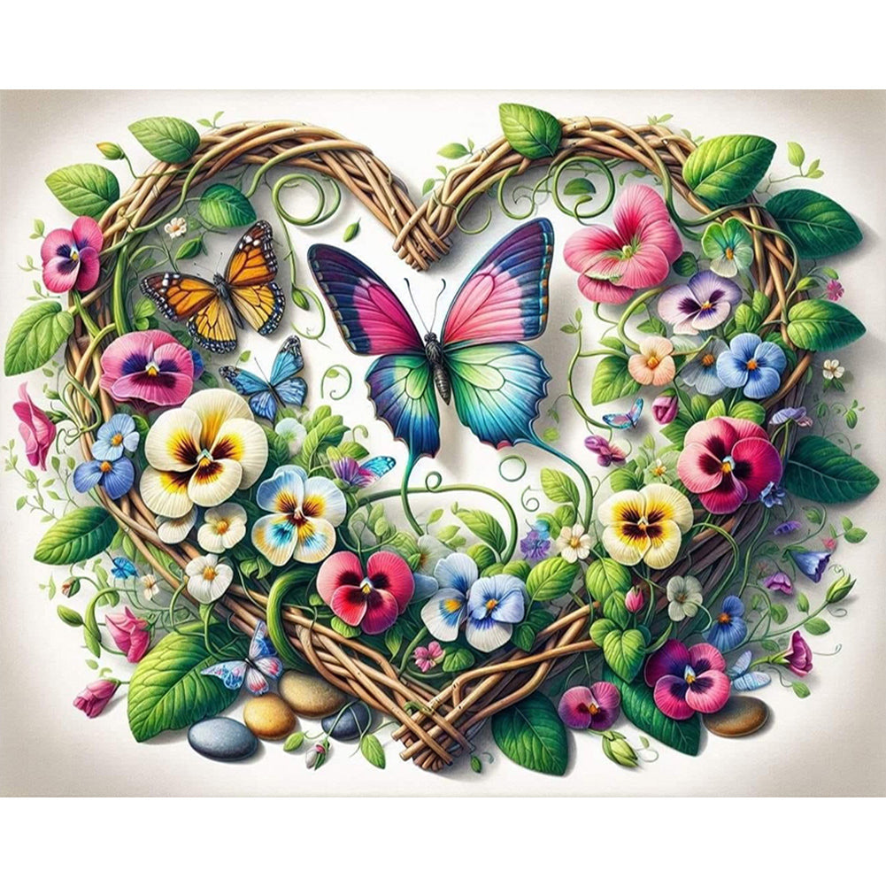 Diamond Painting - Full Round - Love wreath butterfly (50*40CM)