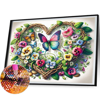 Diamond Painting - Full Round - Love wreath butterfly (50*40CM)
