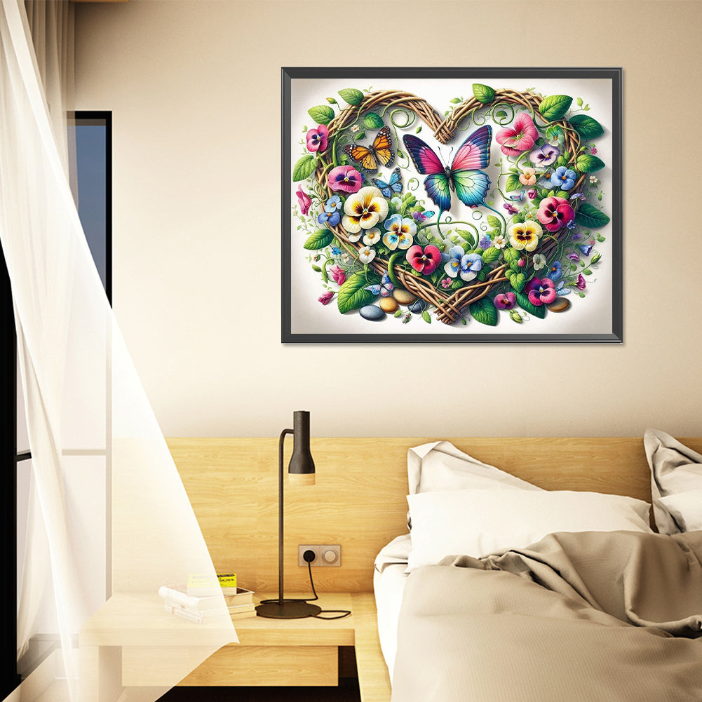 Diamond Painting - Full Round - Love wreath butterfly (50*40CM)