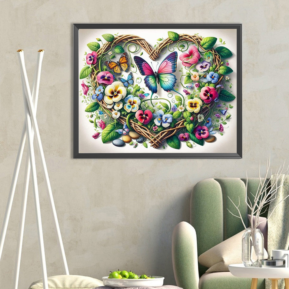 Diamond Painting - Full Round - Love wreath butterfly (50*40CM)