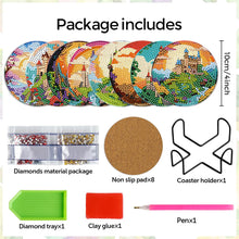 Load image into Gallery viewer, 8Pcs Wooden Butterfly DIY Coaster Diamond Dot Kits Round Diamond Art Coasters
