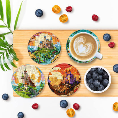 8Pcs Wooden Butterfly DIY Coaster Diamond Dot Kits Round Diamond Art Coasters