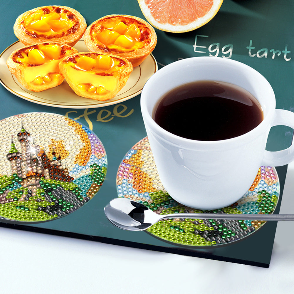 8Pcs Wooden Butterfly DIY Coaster Diamond Dot Kits Round Diamond Art Coasters