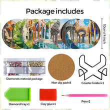 Load image into Gallery viewer, 8Pcs Wooden Butterfly DIY Coaster Diamond Dot Kits Round Diamond Art Coasters
