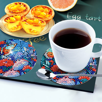 8Pcs Wooden Butterfly DIY Coaster Diamond Dot Kits Round Diamond Art Coasters