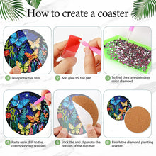 Load image into Gallery viewer, 8Pcs Wooden Butterfly DIY Coaster Diamond Dot Kits Round Diamond Art Coasters
