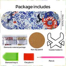 Load image into Gallery viewer, 8Pcs Wooden Butterfly DIY Coaster Diamond Dot Kits Round Diamond Art Coasters
