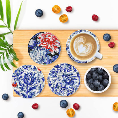 8Pcs Wooden Butterfly DIY Coaster Diamond Dot Kits Round Diamond Art Coasters